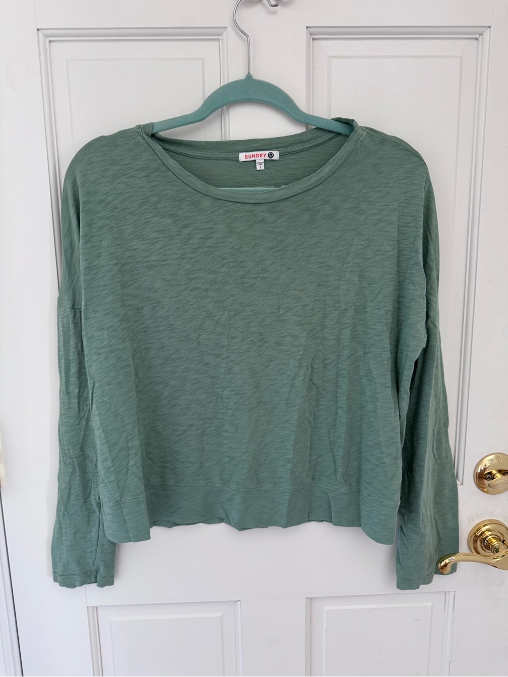 Sundry Light Sage Green Long Sleeve Crew Tee